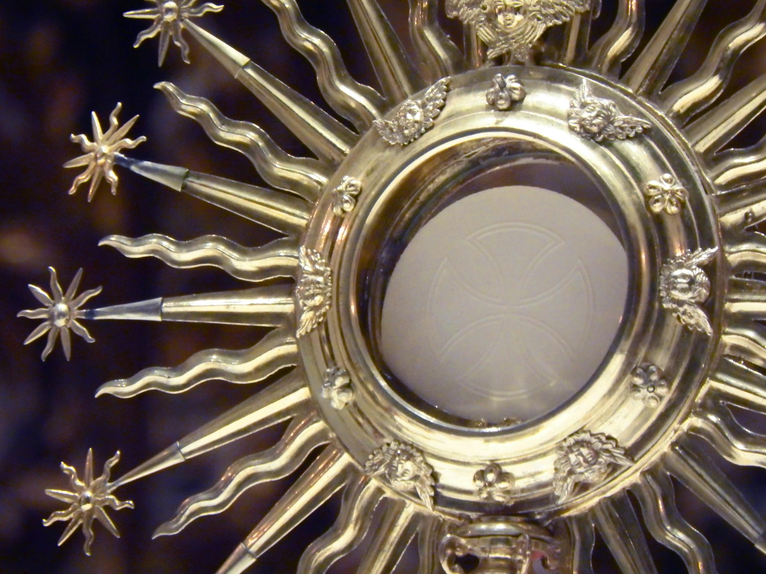 Shiny monstrance in Catholic church